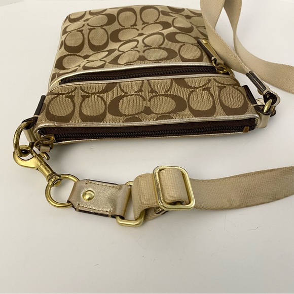 Coach Signature Crossbody with Yellow and Metallic Gold Leather Flower - Picture 12 of 17